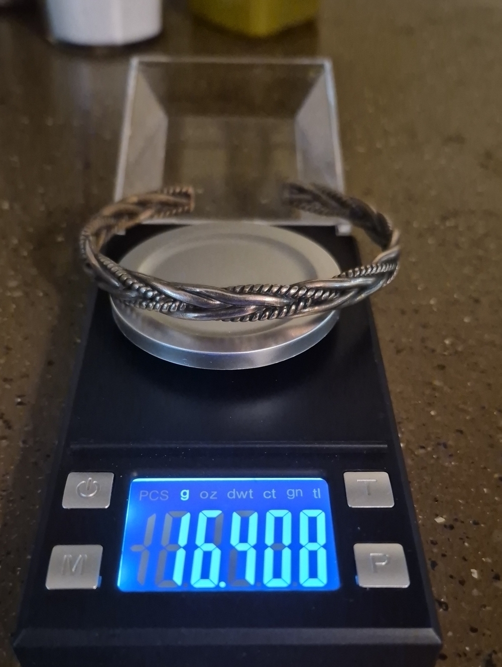 Braided Silver 925 Cuff Bracelet - Twisted Rope Design